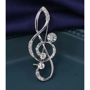 Brož - ve tvaru houslového klíče s kamínky