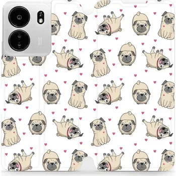 Pouzdro na mobilní telefon Flipové pouzdro Mobiwear - Xiaomi Poco C65 - M097P Mopsíci (Knížkové flip pouzdro, obal, kryt na mobil Xiaomi Poco C65 - M097P Mopsíci, materiál Umělá kůže + TPU - ochrana 360°, stojánek, silikonová vanička, magnetické zavírání)