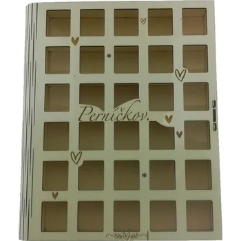 Dárková krabička Dřevěná krabička - kniha s okénky - Krabička s 30 okénky