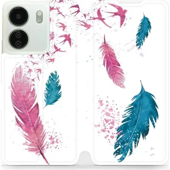 Pouzdro na mobilní telefon Flipové pouzdro Mobiwear - Xiaomi Redmi 13C - MR08S Pírka (Knížkové flip pouzdro, obal, kryt na mobil Xiaomi Redmi 13C - MR08S Pírka, materiál Umělá kůže + TPU - ochrana 360°, stojánek, silikonová vanička, magnetické zavírání)