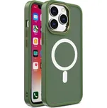 Matte gelový obal s pevnými zády a MagSafe na iPhone 15 Pro Max - zelený