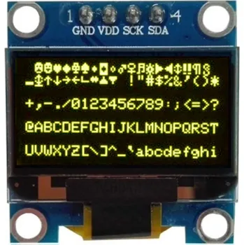 Vývojová deska Grafický OLED displej 0.96" 128x64 I2C žlutý