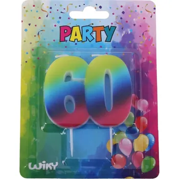Dortová svíčka Párty svíčka číslo 60 Duha / W008561 wiky