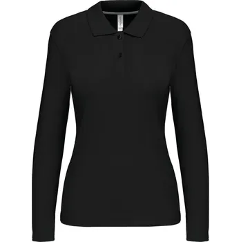Dámská košile KARIBAN Dámská pique polokošile s dlouhým rukávem K244 Barva: Černá, Velikost: XXL
