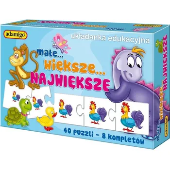 Puzzle ADAMIGO Vzdělávací puzzle Zvířátka - malé, větší, největší 8x5 dílků