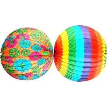 Party dekorace Papír. lampion, koule s potiskem BAREVNÝCH VZORŮ, 25 cm, 1 kus