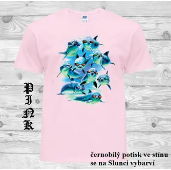 detske-bavlnene_tricko_uv_potisk_frajeri_delfini Barva: Pink - růžová, velikost: 128
