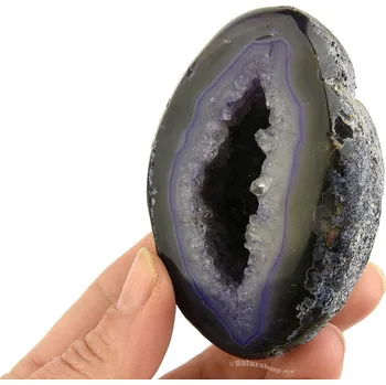 Přírodní kámen Achátová geoda s dutinou barvená fialová 210g