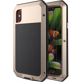 Pouzdro na mobilní telefon EXTRÉMNĚ odolný hliníkovo-silikonový obal pro Apple iPhone X/XS - zlatý