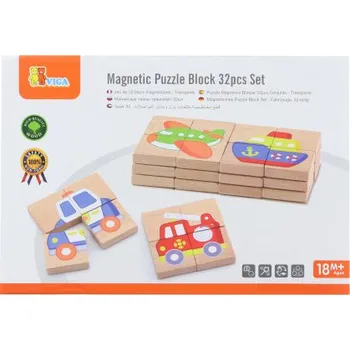 Puzzle Dřevěné magnetické puzzle - dopravní prostředky