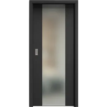 Interiérové dveře SAPELI HARMONIE KOMFORT M40 - CPL LAMINÁT - POSUVNÉ DVEŘE VČ. ZÁRUBNĚ - černá grafit Průchozí šířka (cm): 90, Průchozí výška (cm): 197, Typ skla: Satináto bílé