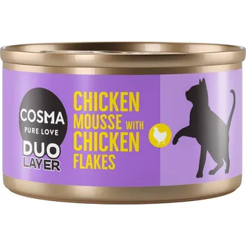 Krmivo pro kočku 6x70g Cosma DUO Layer - kuřecí pěna s kousky kuřete