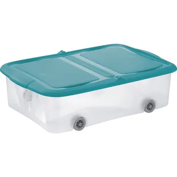 Úložný box Tontarelli Úložný box STOCK BOX 25L s víkem a kolečky transparent/modrá 8035298ACG 8035298ACG