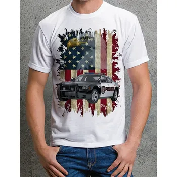 Pánské tričko tričko policie USA 140 (POLICIE tričko s policejním autem)