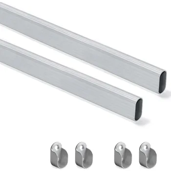 Věšák Emuca Sada 2ks oválných věšákových tyčí s úchyty / Hliník 0,75 m