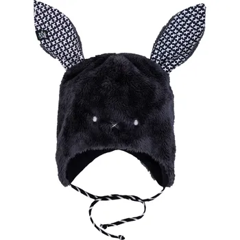 Čepice černá chlupatá čepice "zajíček"