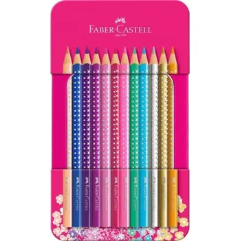 Pastelka Trojhranné pastelky Faber-Castell Sparkle - 12 ks v plechové dóze - 0086/2017370