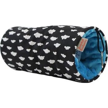 Samohýl Exclusive Tunel dr.savec závěsný M, černobílé mráčky, tyrkysová minky 10x10x25cm