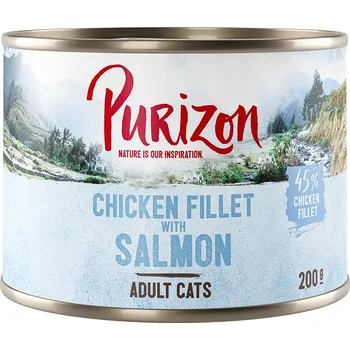 Krmivo pro kočku 6x200g Purizon Adult - kuřecí filet s lososem
