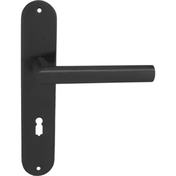 Dveřní kování In-Design Dveřní klika Favorit oválný štít rozteč 72 mm černá matná Provedení štítu: PZ - fabkový klíč