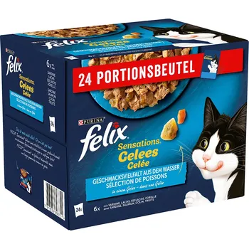 Felix Sensations 24 x 85 g sardinky, losos, treska tmavá, pstruh