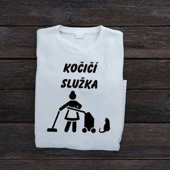 Dámské tričko - Kočičí služka Barva: Bílá, Velikost: 2XL