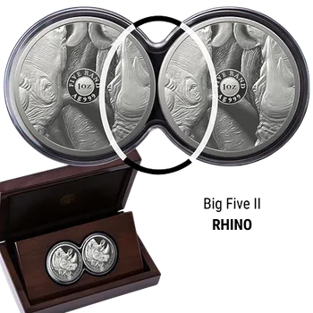 Exkluzivní stříbrné mince Big Five II 2x 1 Oz Double Rhino (Nosorožec) 2022 PROOF (3.)