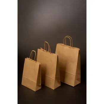 Dárková taška Papírová taška o rozměru 230 x 100 x 320 mm, hnědý sulfátový papír, kr.pap.držadla