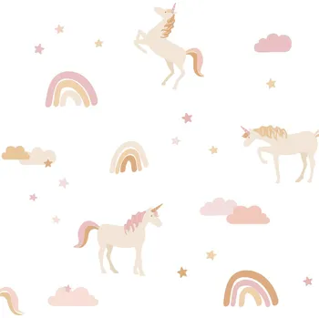 Tapeta Dětská vliesová tapeta na zeď, duhy a jednorožci, 139581, To the Moon and Back, Esta Home