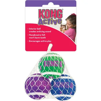 Hračka pro psa 3ks Tenisové míčky KONG Active pro kočky se zvonečky