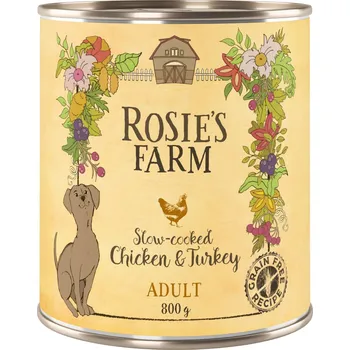 Krmivo pro psa 24x800g Rosie's Farm Adult - kuřecí a krůtí