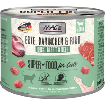 Krmivo pro kočku 2x6ks-12x200g MAC's Cat - Kachní, králičí a hovězí