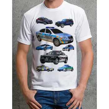 Pánské tričko tričko policie MIX L (POLICIE tričko s policejním autem)