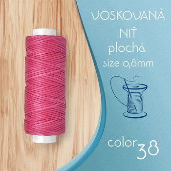 Nit Voskovaná nit 0,8mm PLOCHÁ cívka 30m barva č.38 Peach Pink