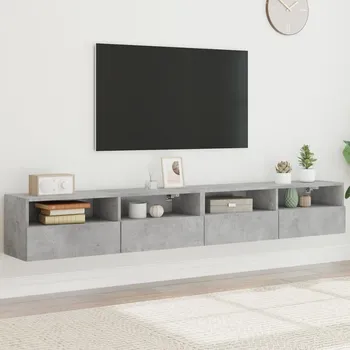Obývací stěna vidaXL Nástěnné TV skříňky 2 ks 100 x 30 x 30 cm kompozit [836893] Barva: Betonová šedá