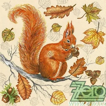 Papírový ubrousek Ubrousky Maki 7320611 - Veverka na větvi