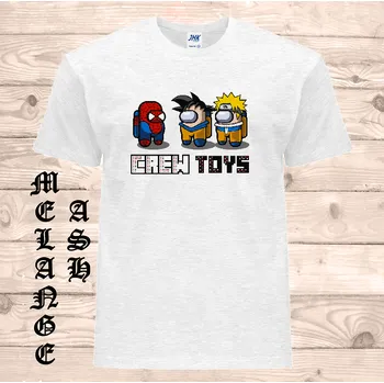 detske-levne-bavlnene-tricko-potisk-Crew-Toys-Among-Us Barva: Ash melange - popelová směs, velikost: 164