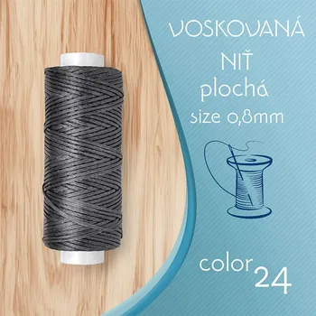 Nit Voskovaná nit 0,8mm PLOCHÁ cívka 30m barva č.24 Dark Gray