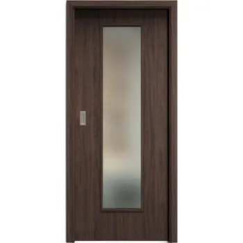 Interiérové dveře SAPELI ELEGANT PRAKTIK M55 - START - POSUVNÉ DVEŘE VČ. ZÁRUBNĚ - Ořech Průchozí šířka (cm): 90, Průchozí výška (cm): 197, Typ skla: Satináto bílé