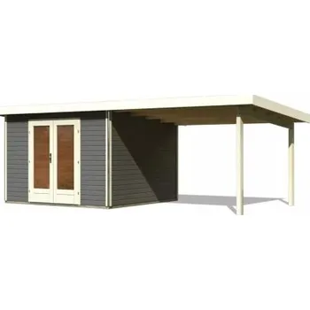 Zahradní domek dřevěný domek KARIBU RADEBURG 1 + přístavek 330 cm (31465) terragrau