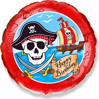 Balónek Flexmetal Balonek fóliový Happy Birthday Pirát, 45 cm