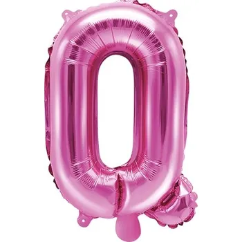 Balónek PartyDeco Fóliové písmeno Q růžové, 35 cm