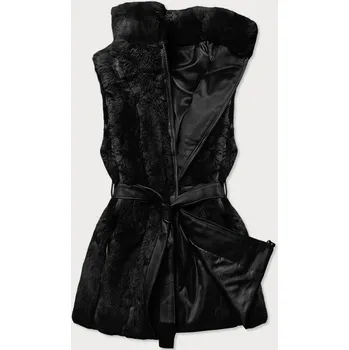 Dámská vesta Černá dámská kožíšková vesta (BR9598-1) odstíny černé XL (42)