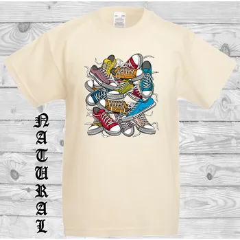 Dívčí tričko detske-levne-bavlnene-vtipne-tricko-potisk-tenisky Barva: Natural - přírodní, velikost: 104