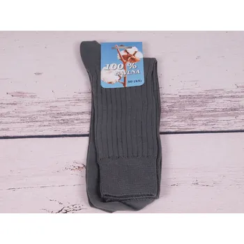 Pánské ponožky české zdravotní ponožky Props žebrované 100% bavlna tm. šedé velikosti ponožek: 27 ( EUR vel. 41)