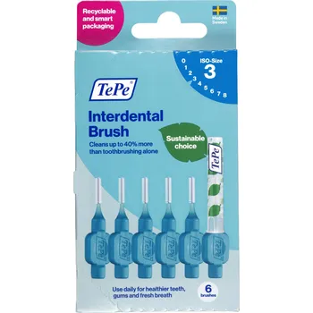 Mezizubní kartáček TePe Original mezizubní kartáčky z bioplastu papírová krabička 0,6 mm 6 ks modré