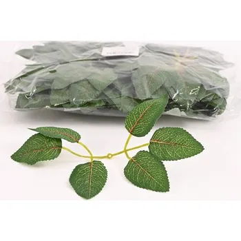 umělá květina Listy růže 17 cm zeleno hnědá