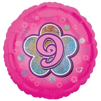 Amscan / Reithmüller Balonek fóliový číslo 9 růžový, 43 cm