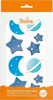 Jedlá dekorace na dort Decora Cukrové zdobení na dort vesmír/hvězdy/měsíc 10 ks