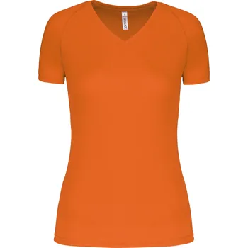 KARIBAN Dámské sportovní tričko s výstřihem do V PA477 Velikost: XL, Barva: neon orange